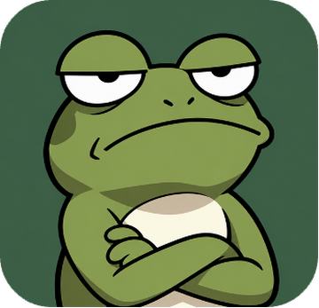 Kip the grumpy frog with arms crossed